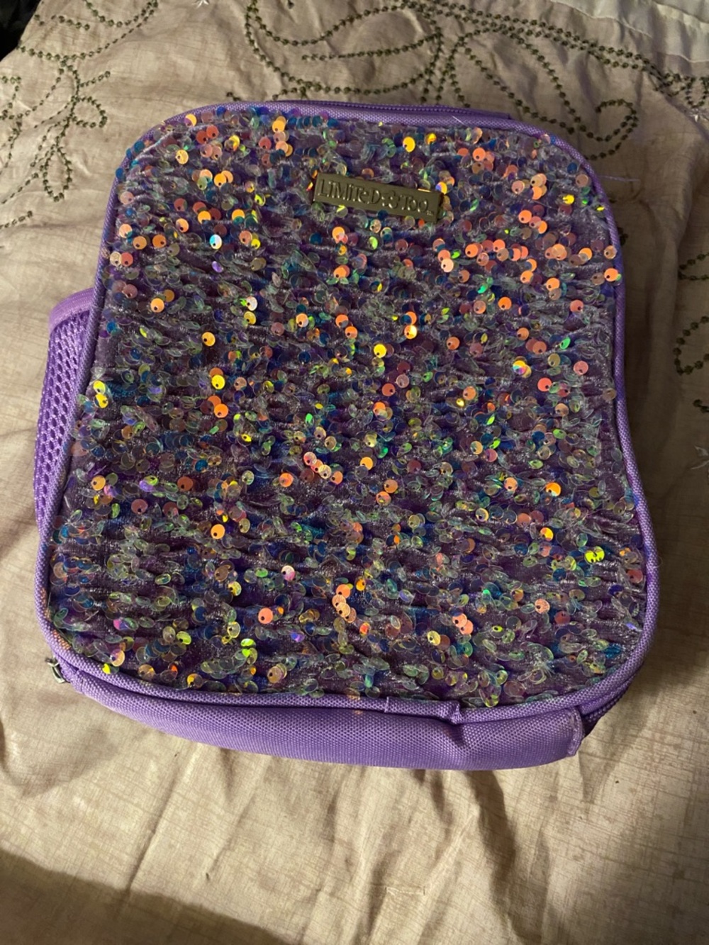 Limited Too Purple Iridescent Sequin Kids Lunch Bag